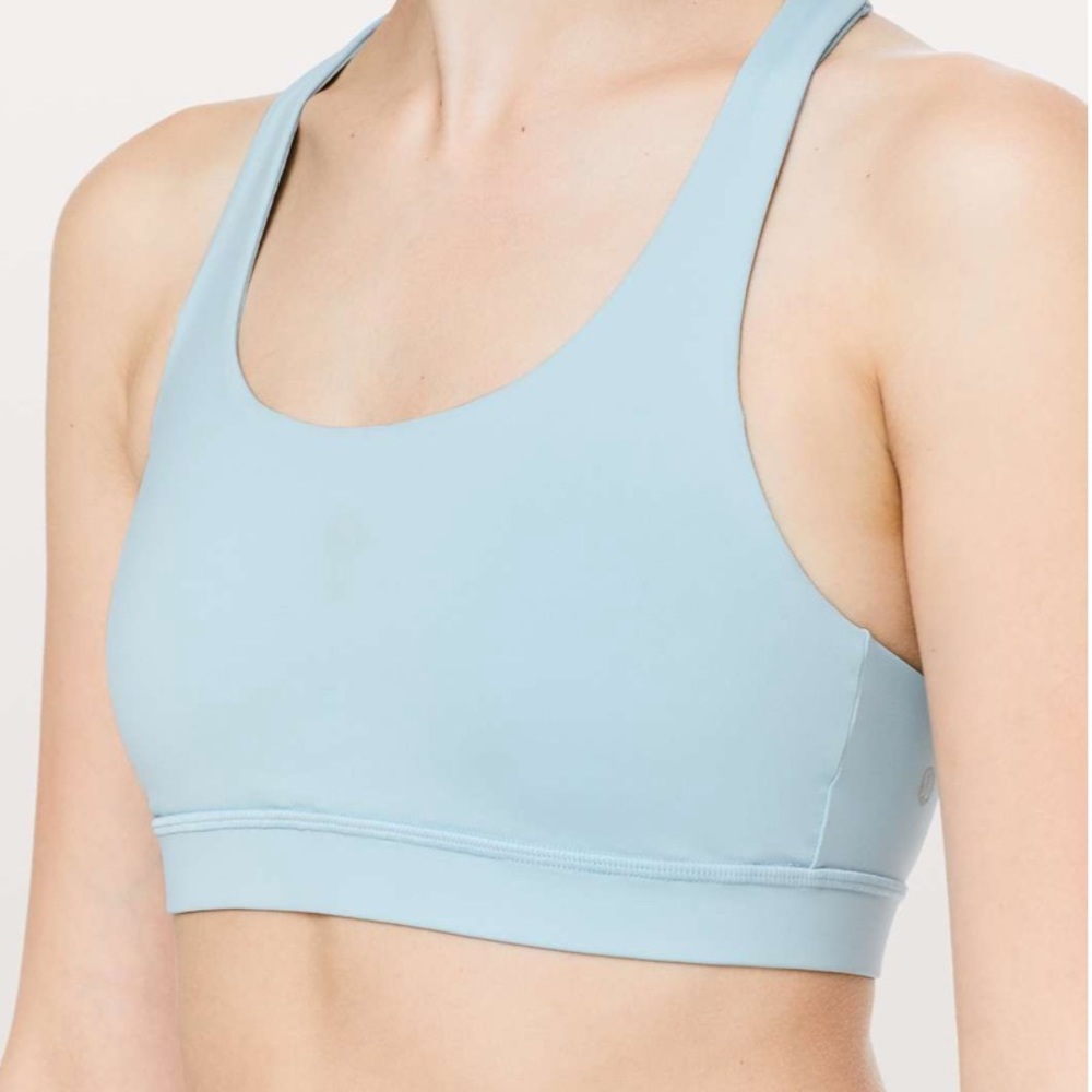 Lululemon blue sports bra.